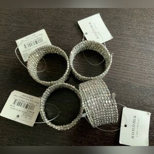 Sonoma Life + Style Silver Beaded Napkin Ring Set of 4